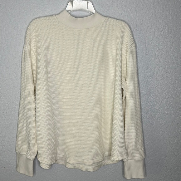 Madewell Tops - Madewell Waffle Knit Mock Turtleneck Ivory Sweater XL